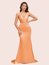 Sexy V-Neck Mermaid Long Soft Satin Bridesmaid Dresses Online