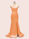 Sexy One Shoulder Side Slit Long Soft Satin Mermaid Graduation Prom Dresses