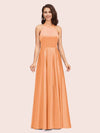 Elegant Halter A-line Long Satin Bridesmaid Dresses Online With Bow