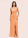 Simple Soft Satin Sexy Spaghetti Straps Long Side Slit Mermaid Graduation Prom Dresses