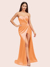 Simple Mermaid Sweetheart Side Slit Soft Satin Party Prom Dresses 2023