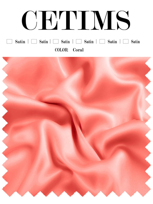 Soft Satin Fabric Swatch Coral