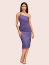 Elegant Sheath One Shoulder Soft Satin Short Bridesmaid Dresses Online