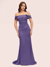 Sexy Mermaid Off Shoulder Long Silky Satin Evening Prom Dresses Online