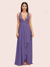 Elegant A-Line V-Neck Long Soft Satin Evening Prom Dresses Online