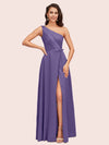 Elegant A-Line One Shoulder Long Soft Satin Bridesmaid Dresses Online