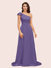 Elegant One Shoulder Long Soft Satin Formal Maxi Prom Dresses Online