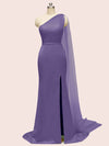 Elegant One Shoulder Unique Long Soft Satin Mermaid Bridesmaid Dresses Online