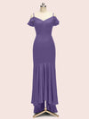 Sexy Cold Shoulder High Low Asymmetric Soft Satin Bridesmaid Dresses Online