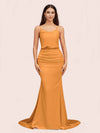 Sexy Backless Mermaid Spaghetti Straps Long Soft Satin Formal Prom Dresses Online