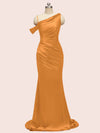 Sexy Mermaid Spaghetti Straps Long Soft Satin Bridesmaid Dresses With Slit