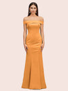 Sexy Off Shoulder Sleeveless Mermaid Long Soft Satin Party Prom Dresses