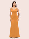 Sexy Mermaid Spaghetti Straps Long Soft Satin Evening Prom Dresses Online