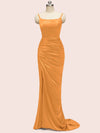 Elegant Spaghetti Straps Long Soft Satin Mermaid Evening Prom Dresses Online