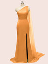 Elegant One Shoulder Unique Long Soft Satin Mermaid Bridesmaid Dresses Online