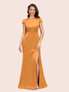 Sexy Open Back Mermaid Jewel Neck Long Soft Satin Bridesmaid Dresses Online