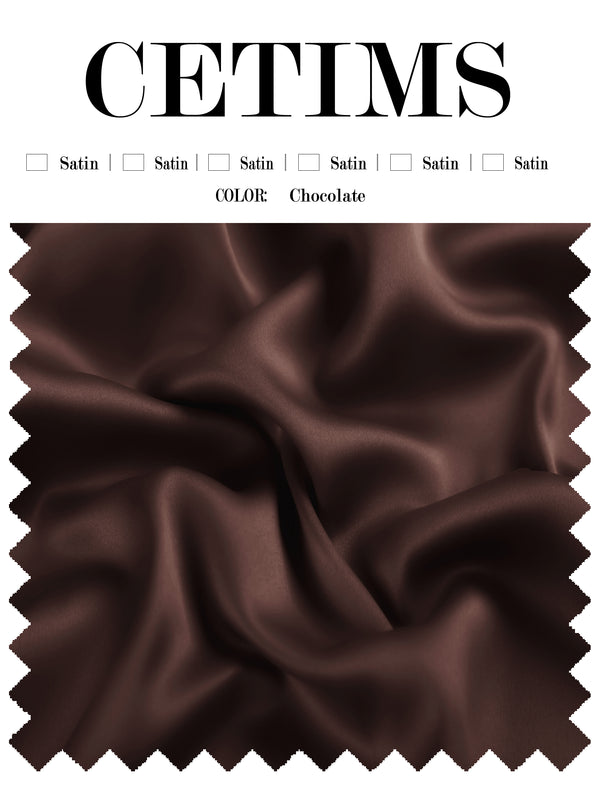 Soft Satin Fabric Swatch Chocolate