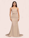 Sexy Backless Mermaid Spaghetti Straps Long Soft Satin Formal Prom Dresses Online