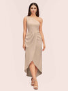 Elegant One Shoulder Mermaid Satin Short Bridesmaid Dresses Online
