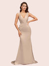 Sexy V-Neck Mermaid Long Soft Satin Bridesmaid Dresses Online