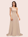 Elegant One Shoulder Long Soft Satin Formal Maxi Prom Dresses Online