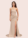 Sexy Mermaid One Shoulder Unique Side Slit Soft Satin Bridesmaid Dresses Online For Sale
