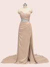 Elegant Mermaid Sweetheart Side Slit Long Soft Satin Formal Prom Dresses Online