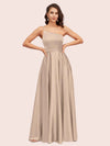 Sexy One Shoulder A-Line Long Soft Satin Bridesmaid Dresses With Pleats