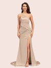 Sexy Mermaid One Shoulder Unique Side Slit Soft Satin Bridesmaid Dresses Online