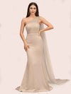 Unique Mermaid One Shoulder Long Soft Satin Formal Prom Dresses Online