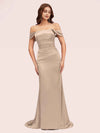 Sexy Mermaid Off Shoulder Long Silky Satin Bridesmaid Dresses Online