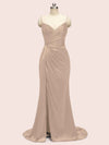 Sexy Mermaid Spaghetti Strap Long Side Slit Soft Satin Bridesmaid Dresses Online