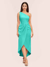 Elegant One Shoulder Mermaid Satin Short Bridesmaid Dresses Online