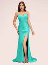 Sexy Mermaid Sweetheart Long Soft Satin Bridesmaid Dresses With Slit