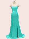 Sexy Simple Mermaid Sweetheart Long Soft Satin Formal Prom Dresses With Slit