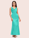 Elegant Cowl Neck Mermaid Long Soft Satin Party Prom Dresses Online
