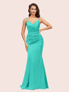 Sexy Backless Mermaid Spaghetti Straps Long Silky Satin Prom Dresses Online
