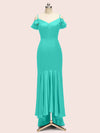 Sexy Cold Shoulder High Low Asymmetric Soft Satin Bridesmaid Dresses Online