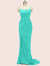 Elegant Spaghetti Straps Long Soft Satin Mermaid Evening Prom Dresses Online