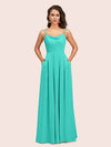 Simple Spaghetti Straps Long Soft Satin Bridesmaid Dresses