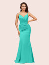 Sexy Mermaid Spaghetti Straps Long Soft Satin Bridesmaid Dresses Online