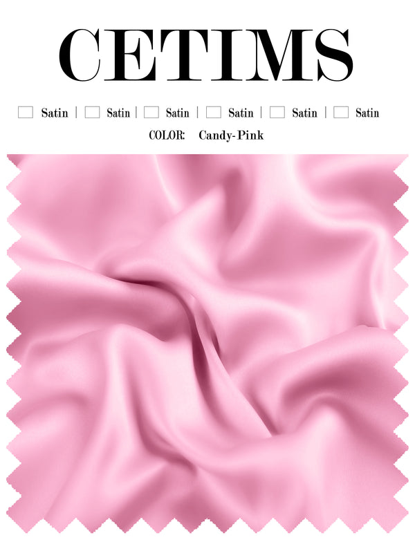Soft Satin Fabric Swatch Candy-Pink
