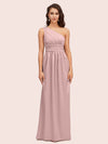 Elegant One Shoulder A-Line Long Soft Satin Bridesmaid Dresses Online
