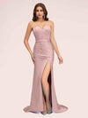 Sexy Mermaid Sweetheart Long Soft Satin Bridesmaid Dresses With Slit For Sale