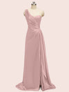 Fancy One Shoulder Long Soft Satin Graduation Prom Dresses Online