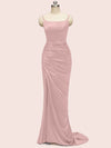Sexy Backless Spaghetti Straps Long Soft Satin Mermaid Party Prom Dresses Online