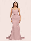 Sexy Backless Mermaid Spaghetti Straps Long Soft Satin Formal Prom Dresses Online
