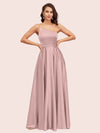 Fancy One Shoulder A-Line Long Soft Satin Party Prom Dresses 2023