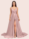 Spaghetti Side Split Satin Bridesmaid Dresses
