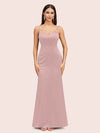 Sexy Mermaid Spaghetti Straps Long Soft Satin Bridesmaid Dresses Online